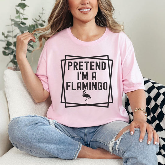 Pretend I'm a Flamingo Halloween Costume Shirt, Lazy Halloween T-Shirt Costume, Funny Halloween T-Shirt, Funny Women T Shirt