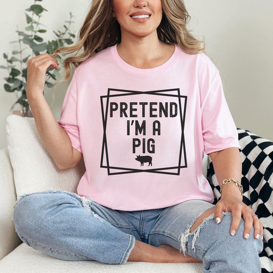 Pretend I'm a Pig Halloween Costume Shirt, Lazy Halloween T-Shirt Costume, Funny Halloween T-Shirt, Funny Women T Shirt