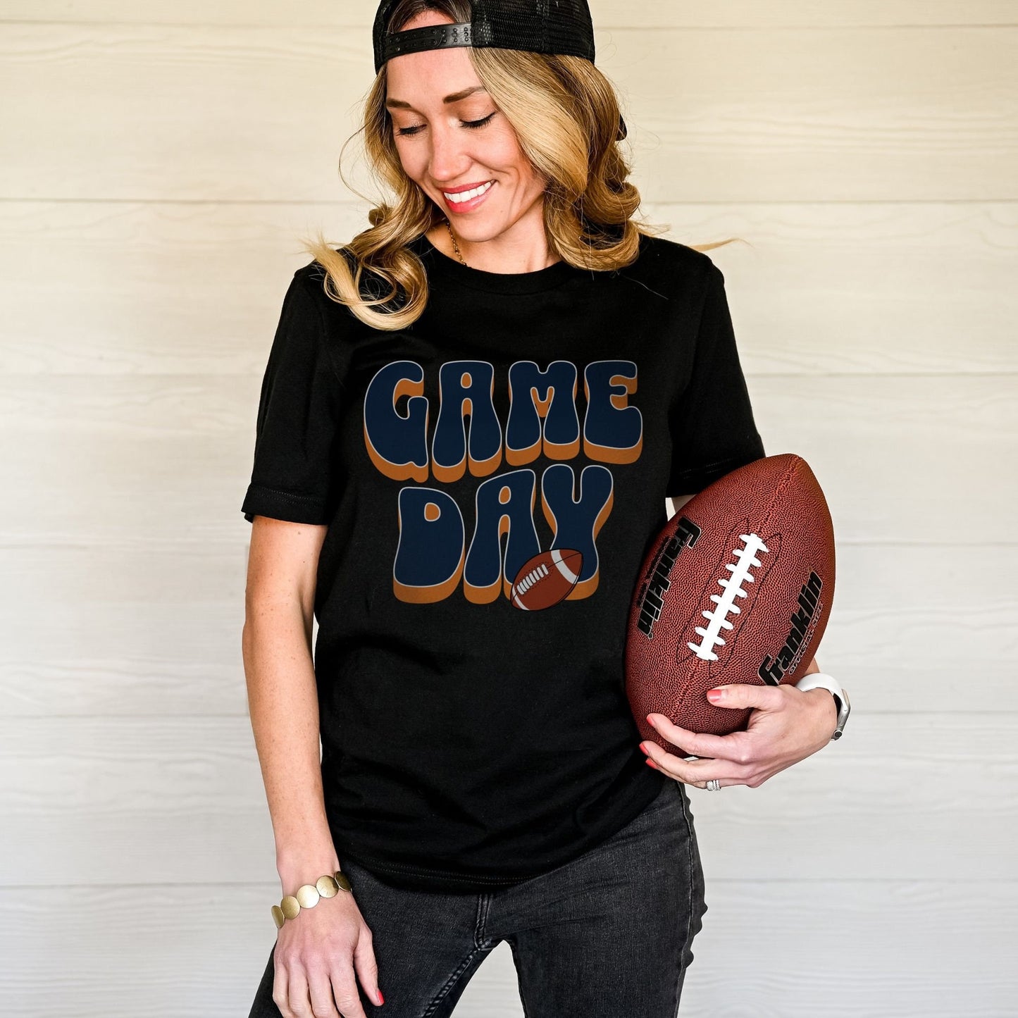 Game Day Football Shirt - Blue and Orange  Womens Tee