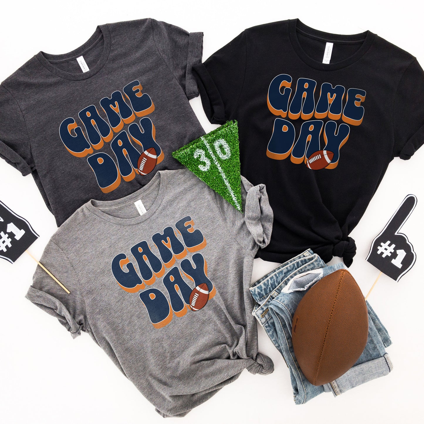 Game Day Football Shirt - Blue and Orange  Womens Tee