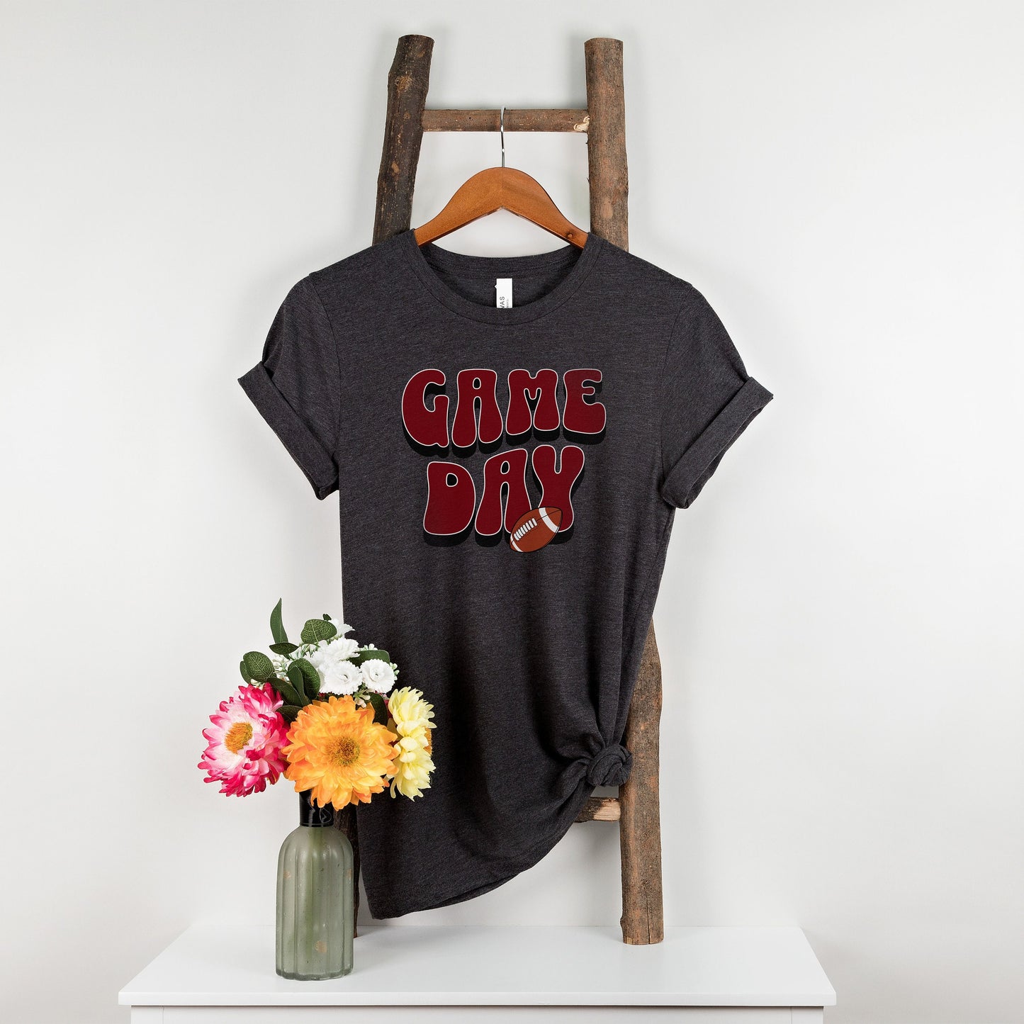 Game Day Football Shirt for Women - Garnet and Black Tee