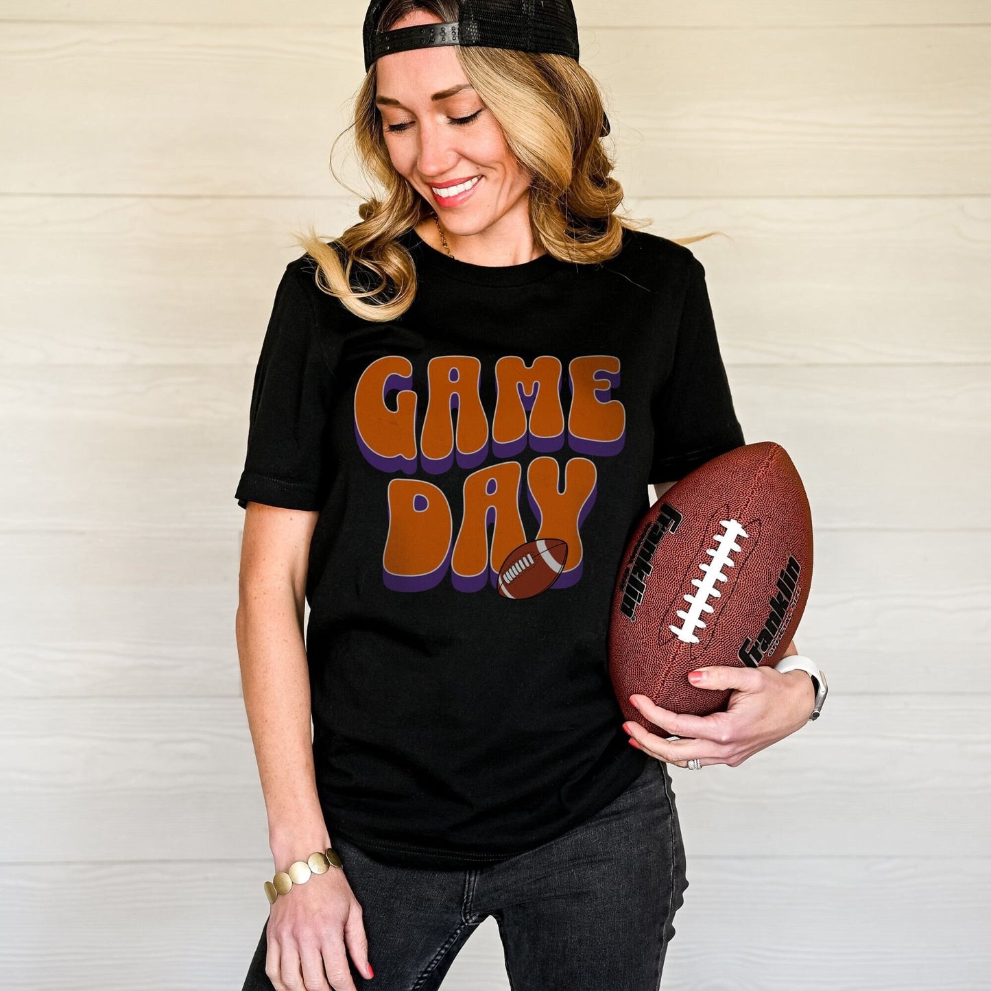 Football Game Day Shirt - Orange  Purple  Womens Tee