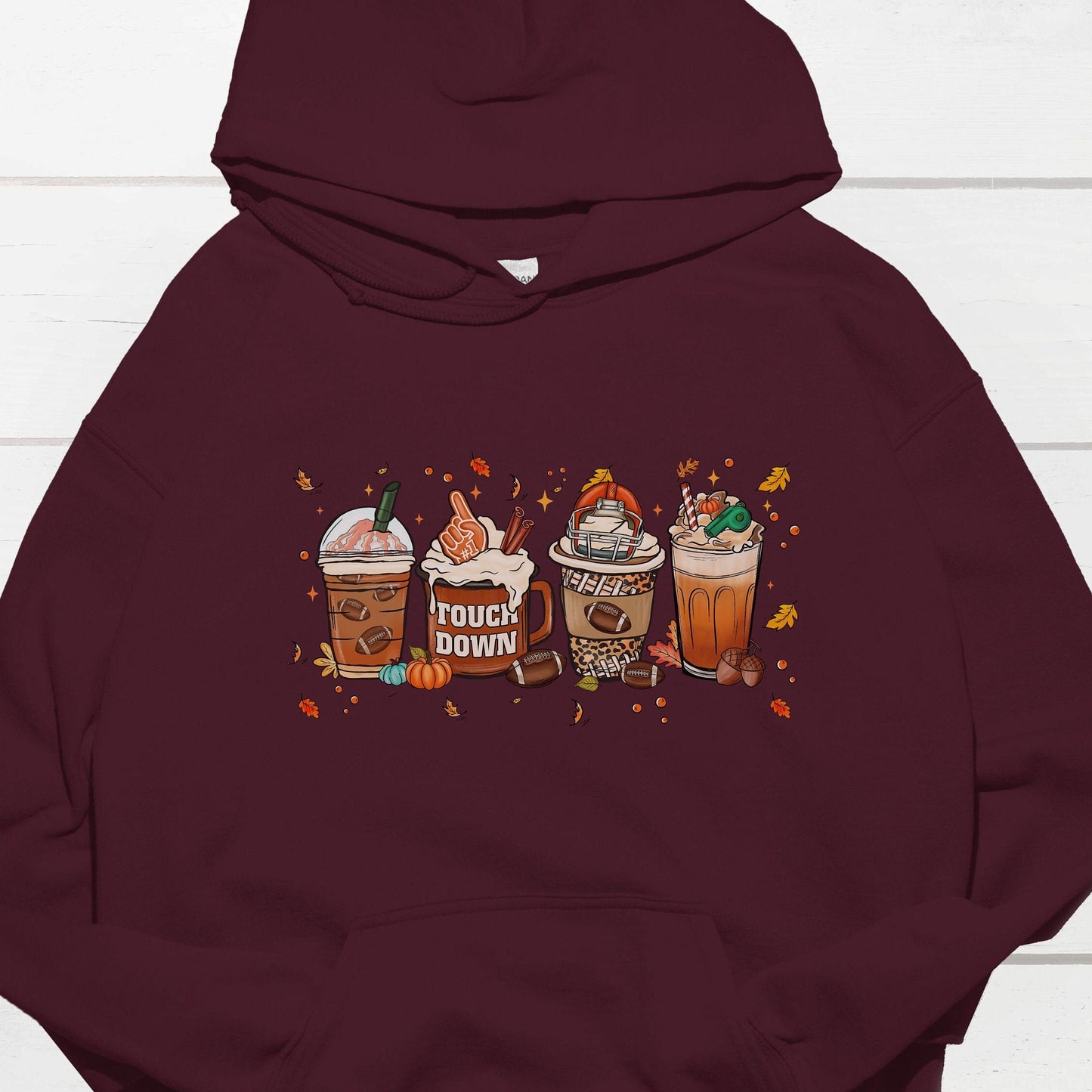 Fall Coffee Hoodie - Football and Thanksgiving Themed Sweatshirt for Coffee Lovers