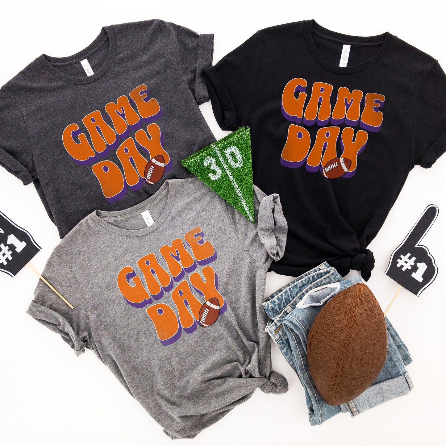 Football Game Day Shirt - Orange  Purple  Womens Tee