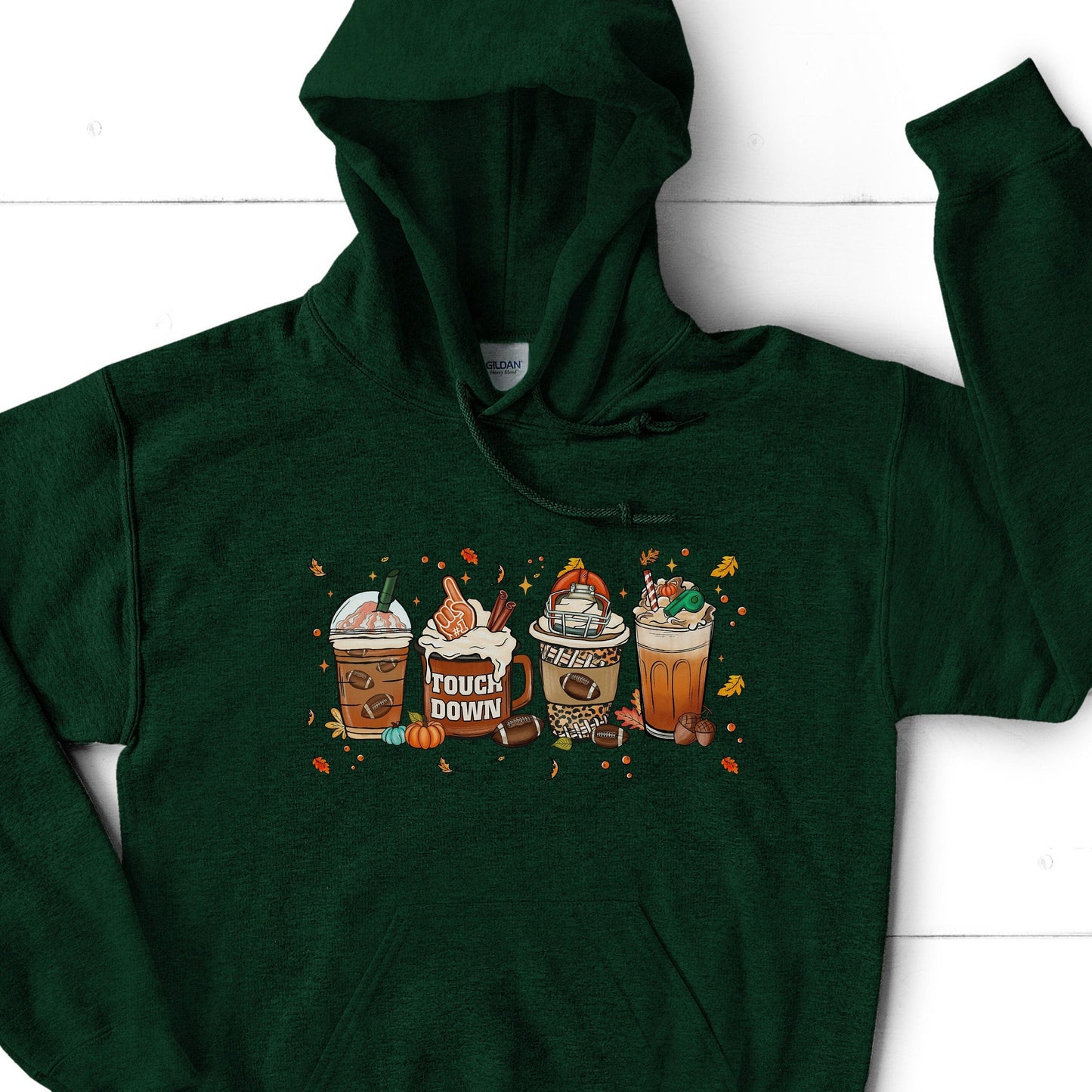 Fall Coffee Hoodie - Football and Thanksgiving Themed Sweatshirt for Coffee Lovers