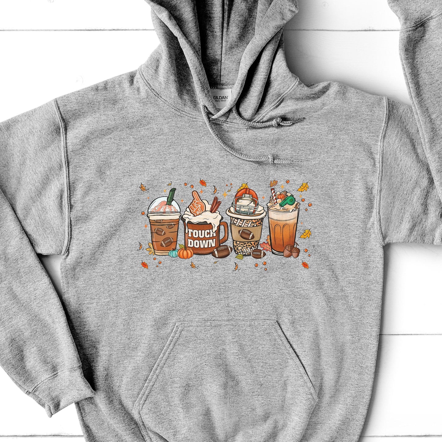 Fall Coffee Hoodie - Football and Thanksgiving Themed Sweatshirt for Coffee Lovers