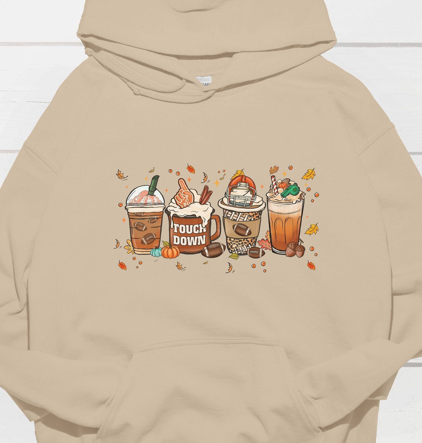 Fall Coffee Hoodie - Football and Thanksgiving Themed Sweatshirt for Coffee Lovers