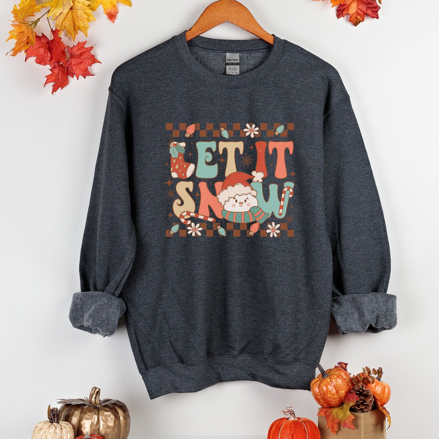 Retro Let it Snow Sweatshirt, Christmas Snowman Sweatshirt