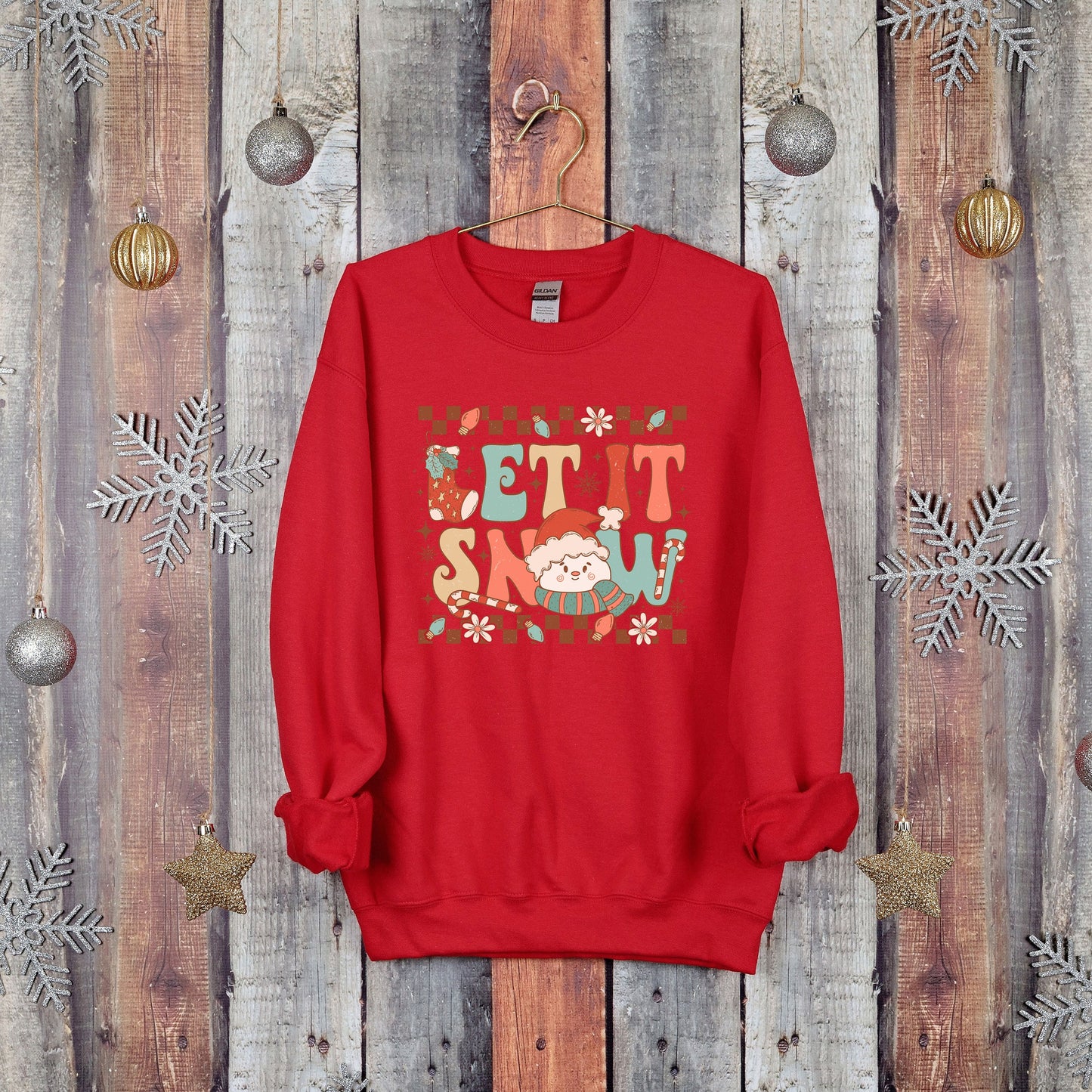 Retro Let it Snow Sweatshirt, Christmas Snowman Sweatshirt