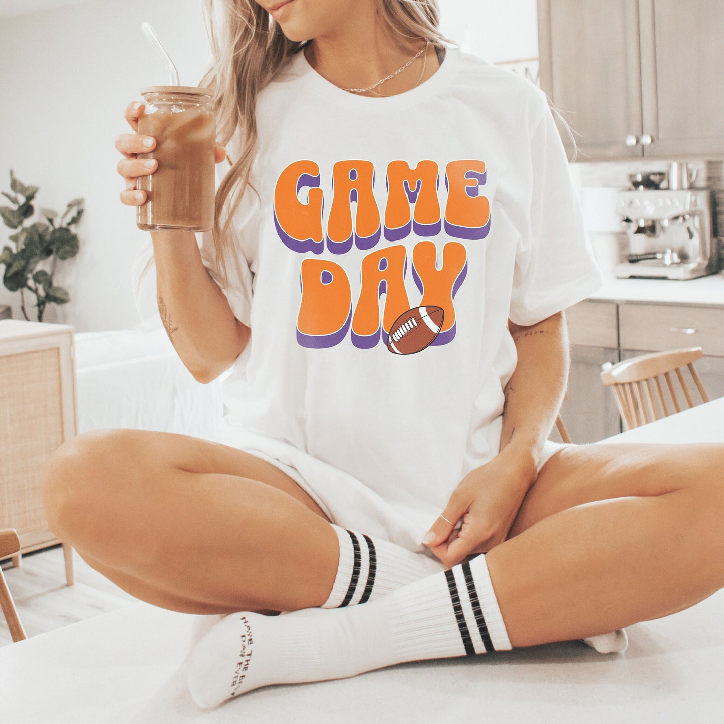 Football Game Day Shirt - Orange  Purple  Womens Tee