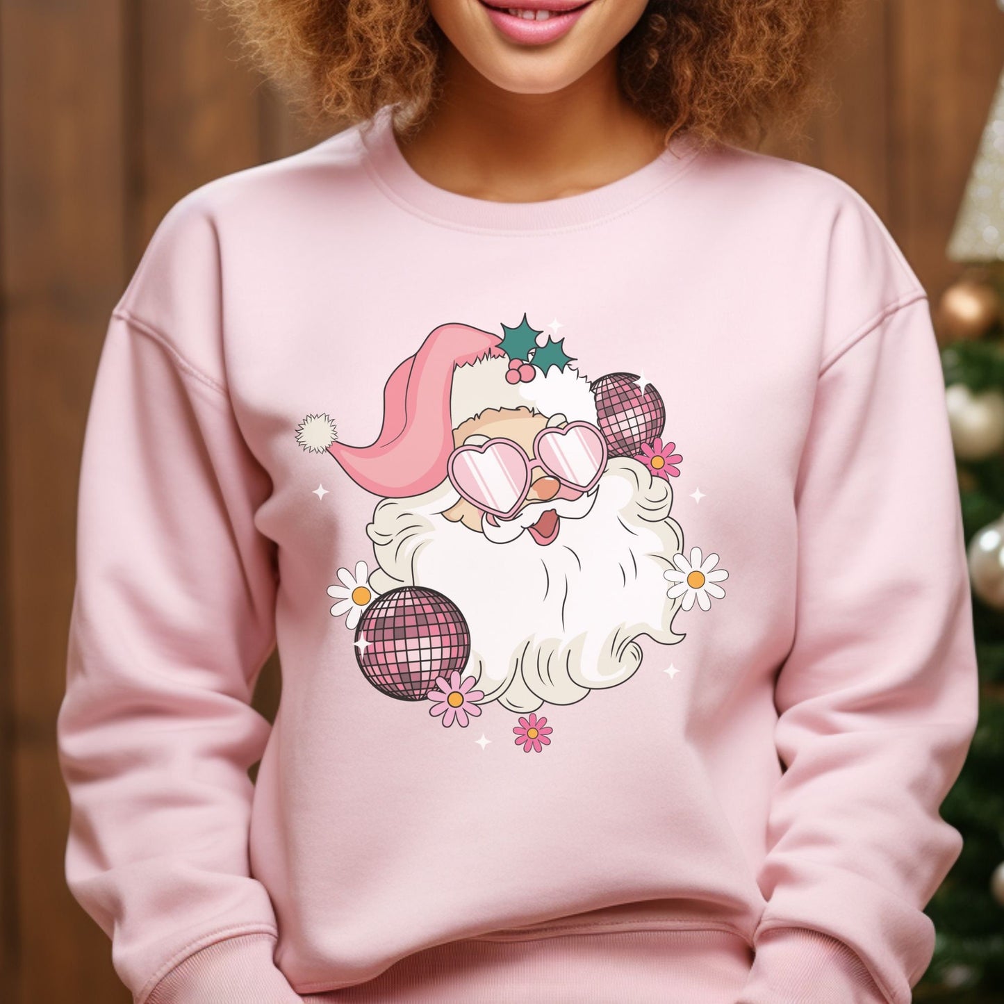 Trendy Womens Christmas Retro Christmas Santa Sweatshirt