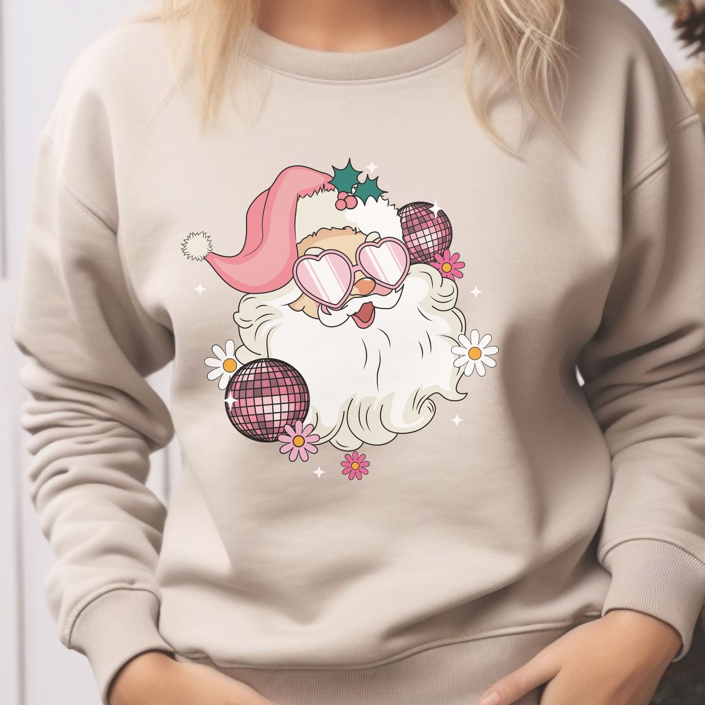 Trendy Womens Christmas Retro Christmas Santa Sweatshirt