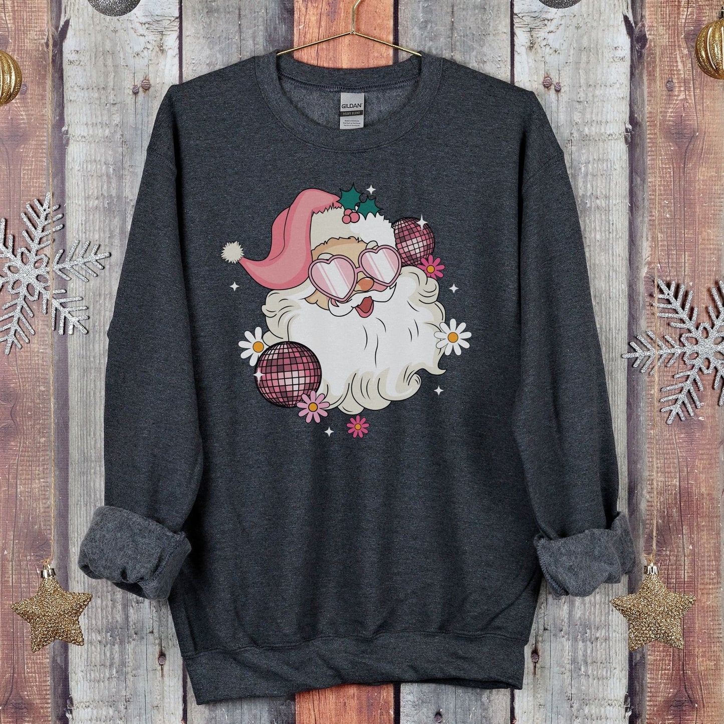 Trendy Womens Christmas Retro Christmas Santa Sweatshirt