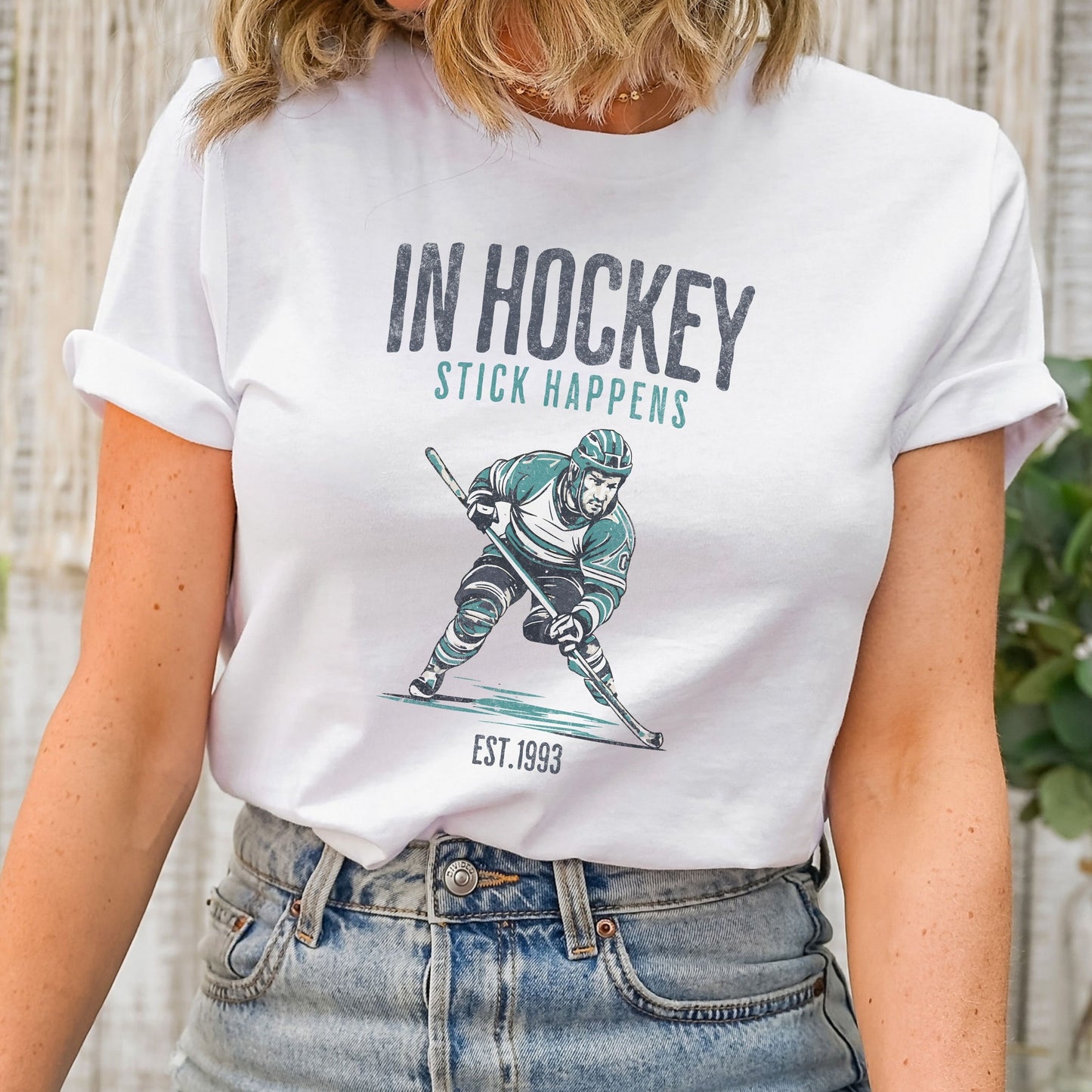 Hockey Fan Sports Tee - Funny Gift for Hockey Player - Game Day T-shirt with Sticks