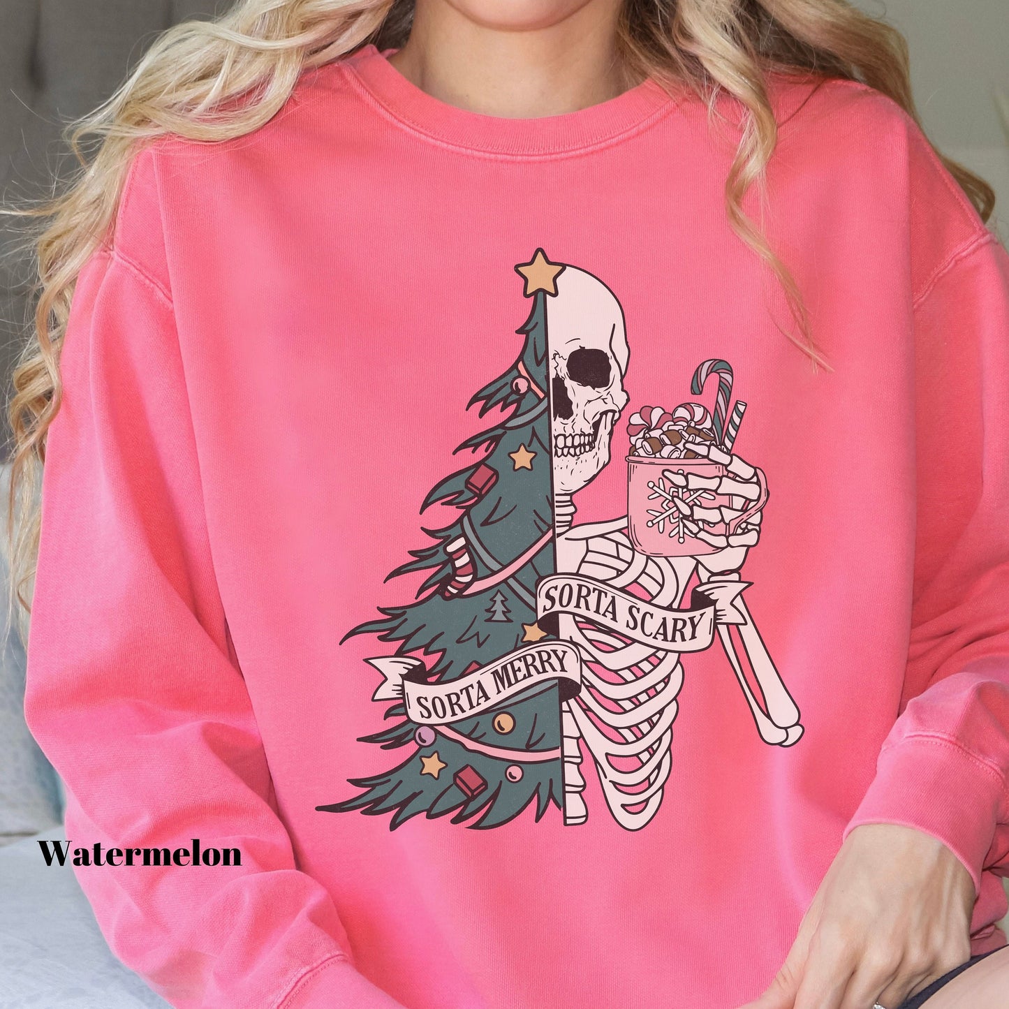 Skeleton Christmas Tree Stay Spooky Comfort Colors Sweatshirt