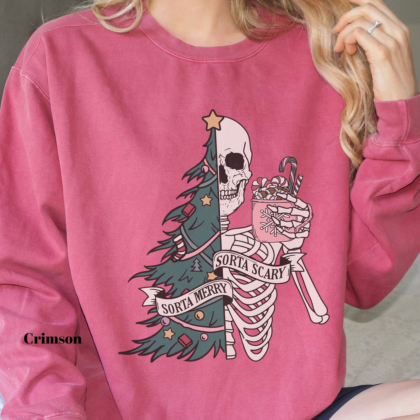 Skeleton Christmas Tree Stay Spooky Comfort Colors Sweatshirt