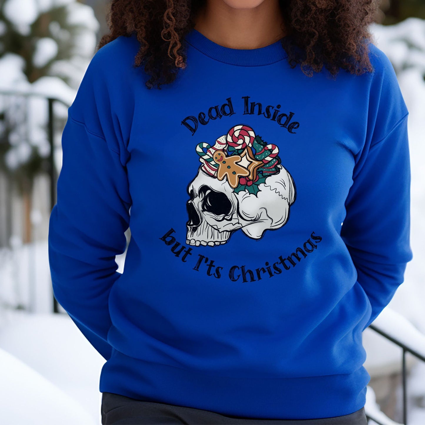 Dead Inside but It's Christmas Sweatshirt, Funny Christmas Sweatshirt, Dead Inside But Jolly Af Shirt, Funny Christmas Holly Spirit Sweater