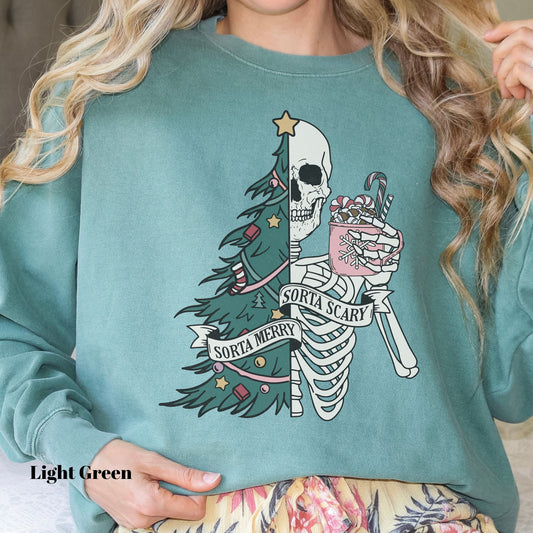 Skeleton Christmas Tree Stay Spooky Comfort Colors Sweatshirt