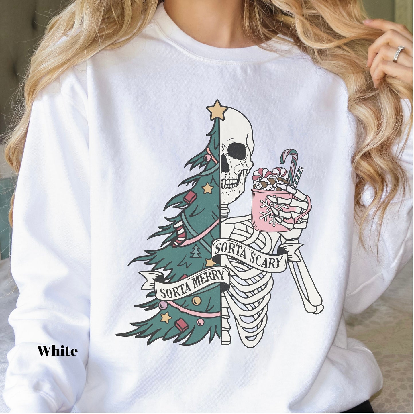 Skeleton Christmas Tree Stay Spooky Comfort Colors Sweatshirt