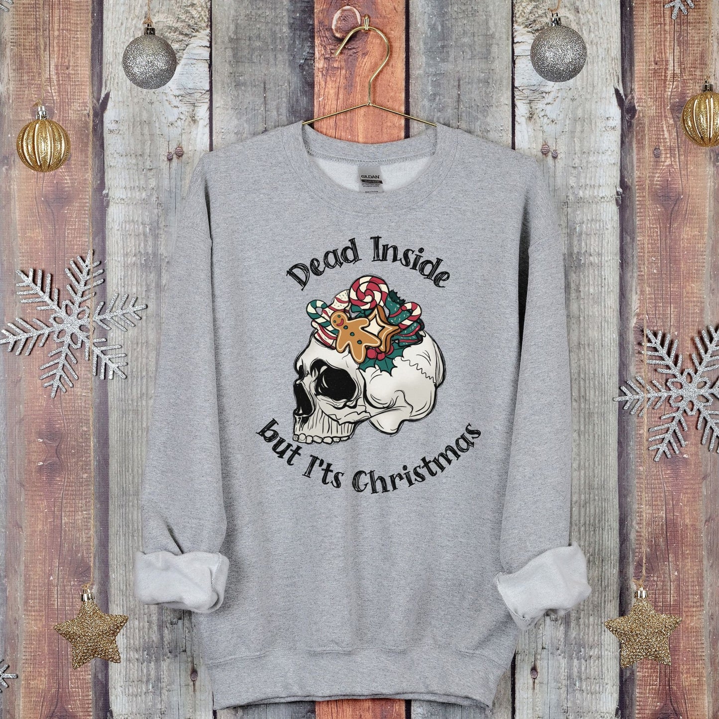 Dead Inside but It's Christmas Sweatshirt, Funny Christmas Sweatshirt, Dead Inside But Jolly Af Shirt, Funny Christmas Holly Spirit Sweater