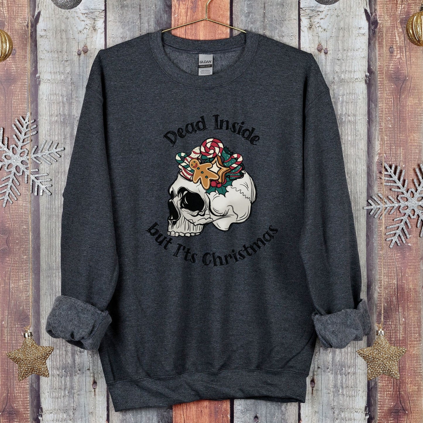 Dead Inside but It's Christmas Sweatshirt, Funny Christmas Sweatshirt, Dead Inside But Jolly Af Shirt, Funny Christmas Holly Spirit Sweater