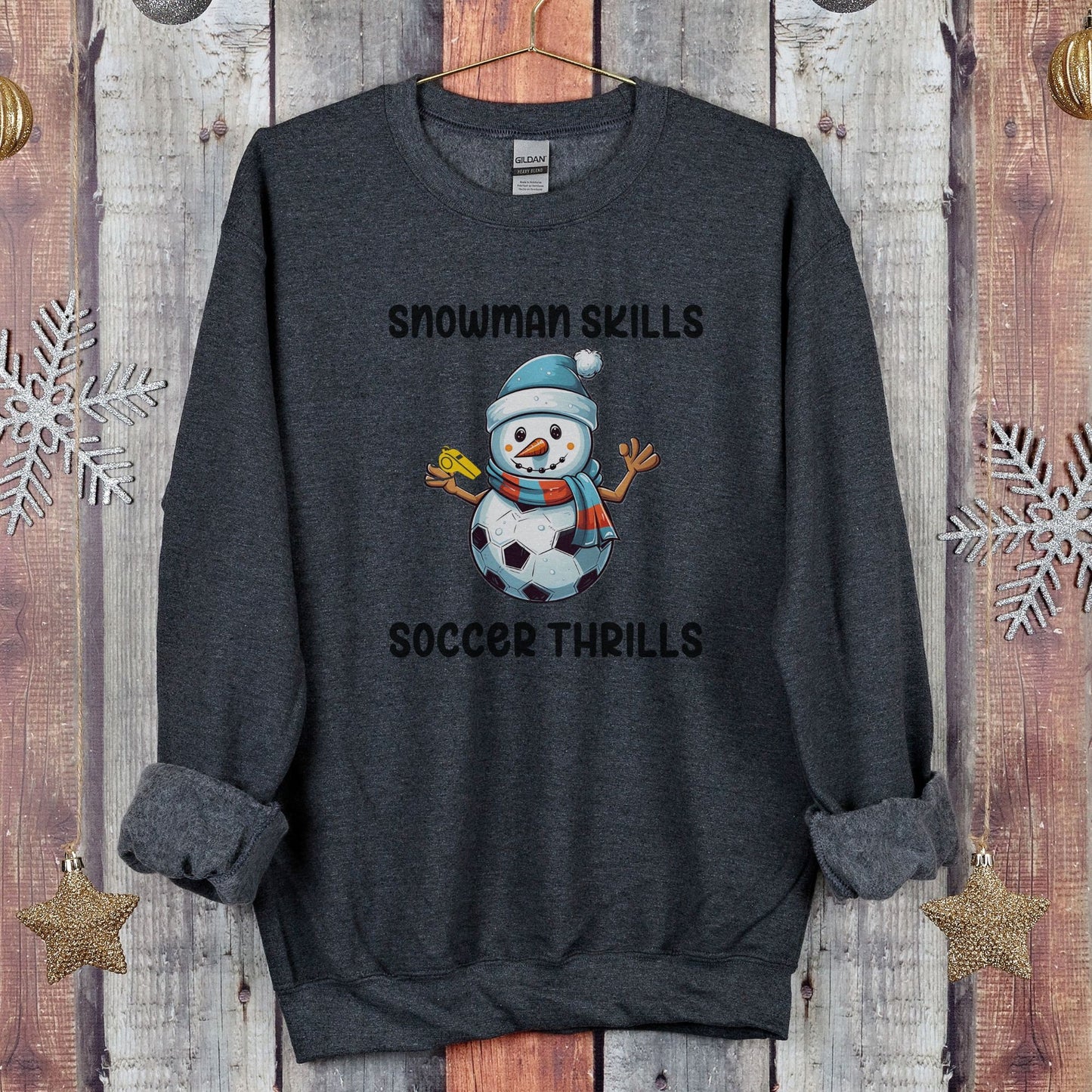 Snowman Skills Soccer Thrills Snowman Christmas Sweatshirt