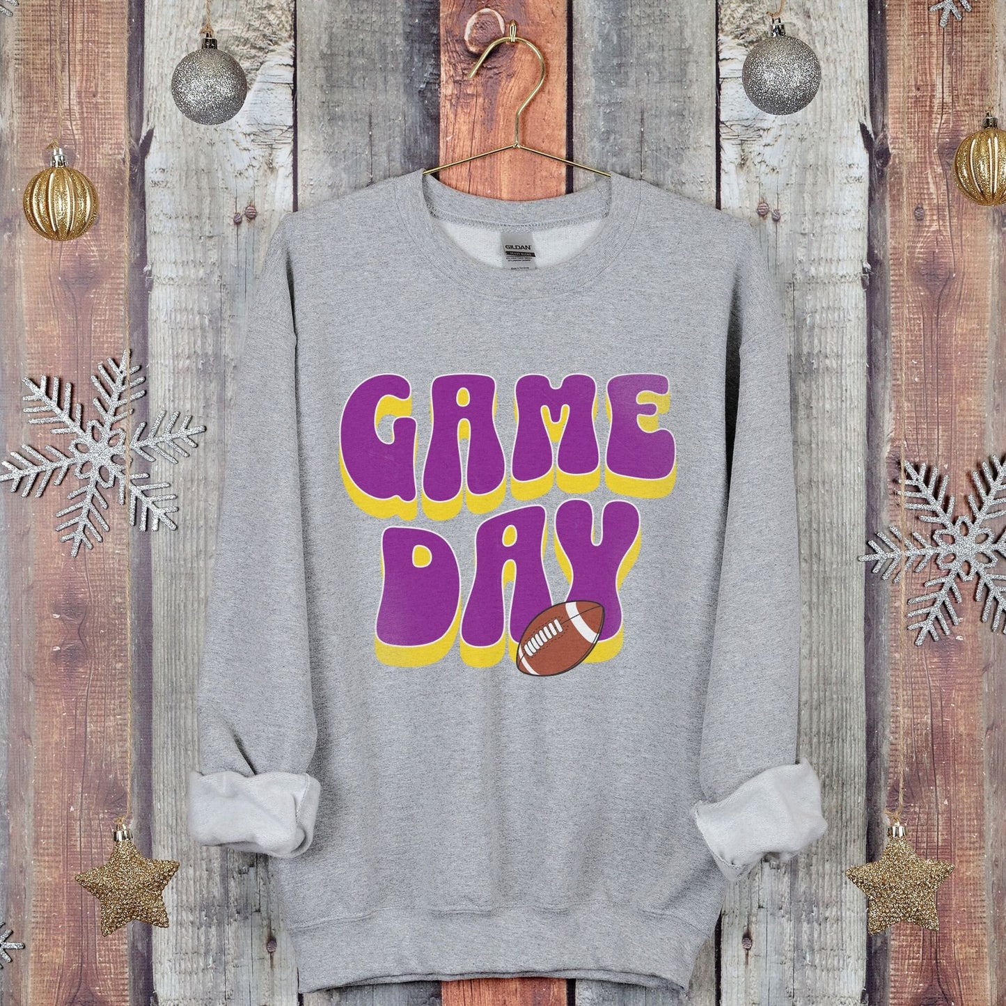 Game Day Football Sweatshirt - Purple and Gold  Game Day College Crewneck