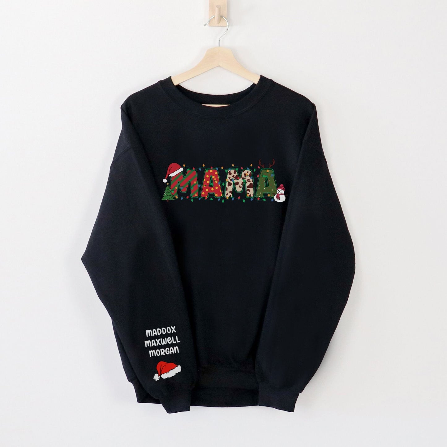 Custom Mama Sweatshirt, Christmas Mama Claus Sweatshirt