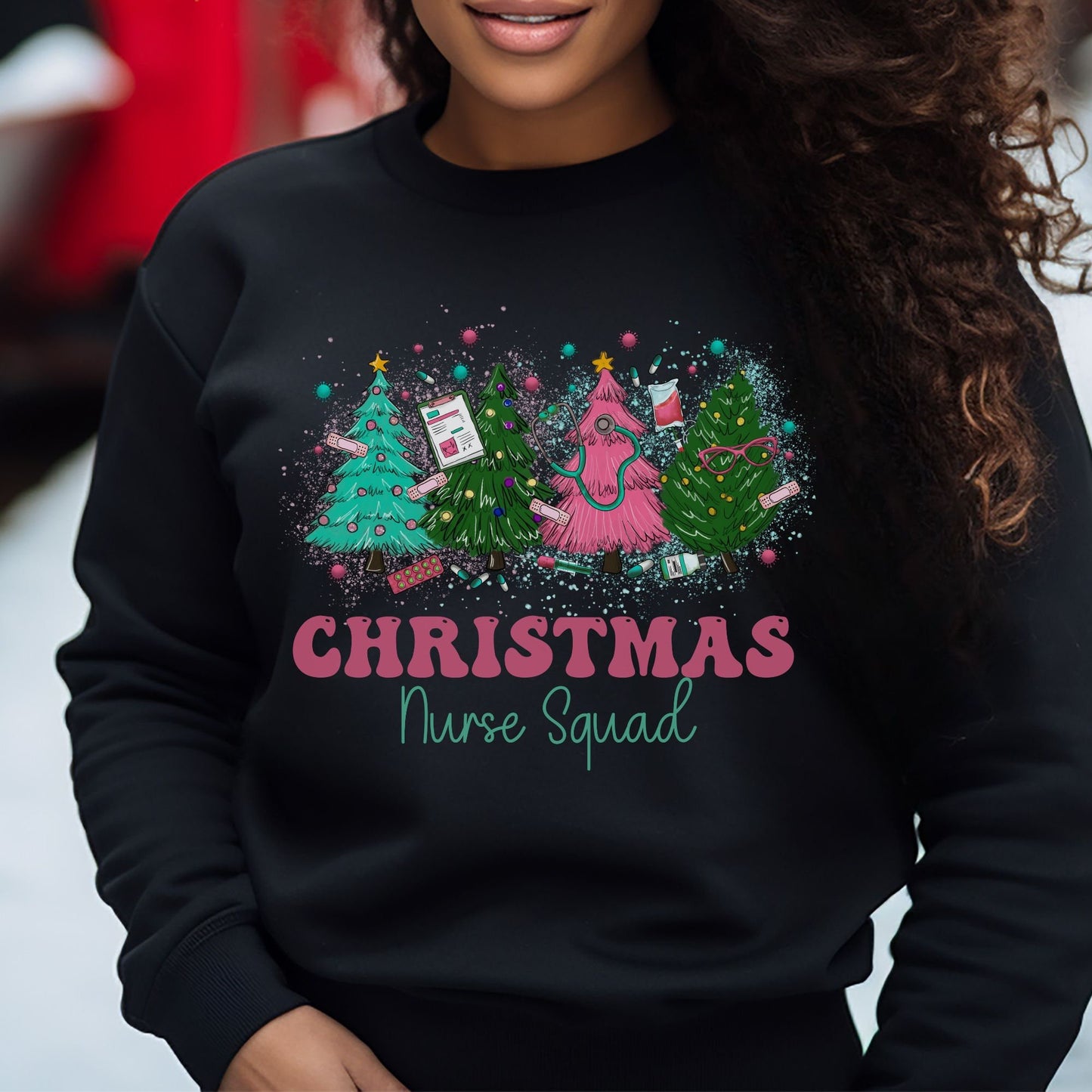 Nurse Squad Sweatshirt - Christmas Gift and Matching Pink Christmas