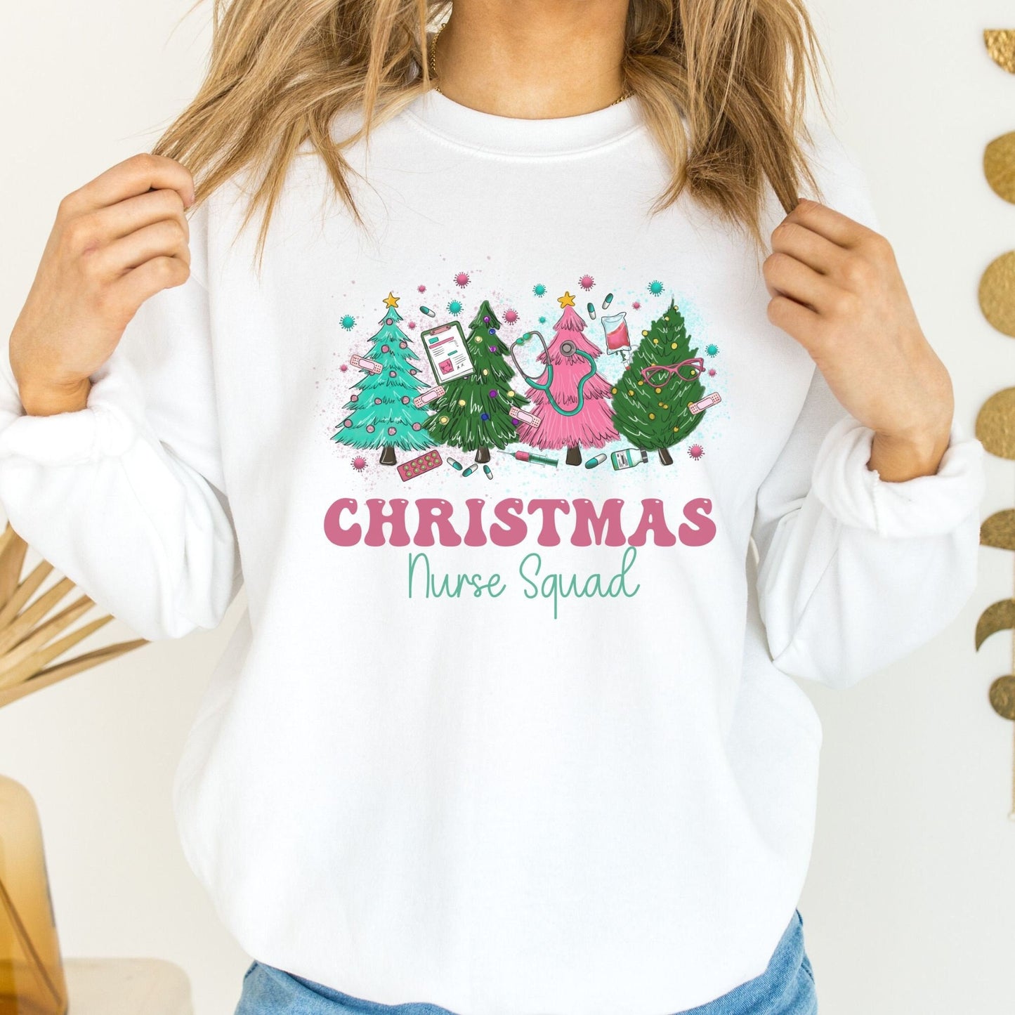 Nurse Squad Sweatshirt - Christmas Gift and Matching Pink Christmas