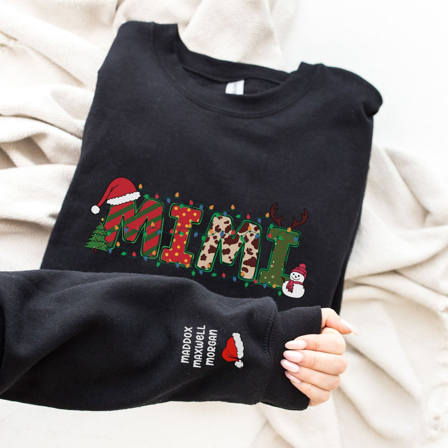 Custom Mimi Sweatshirt, Christmas Grandma Claus Sweatshirt