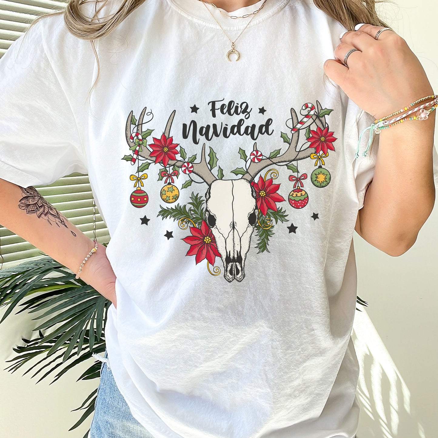 Christmas Western Shirt, Bull Skull Shirt