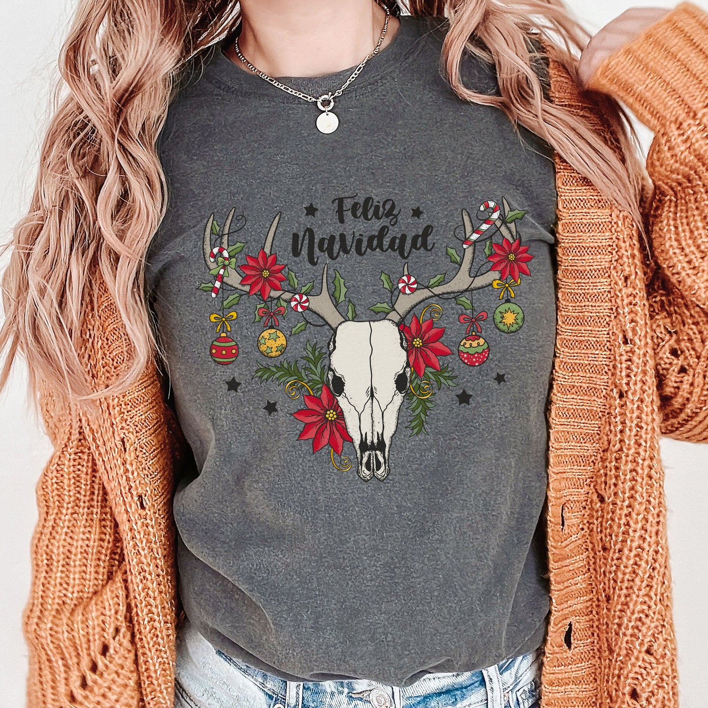 Christmas Western Shirt, Bull Skull Shirt