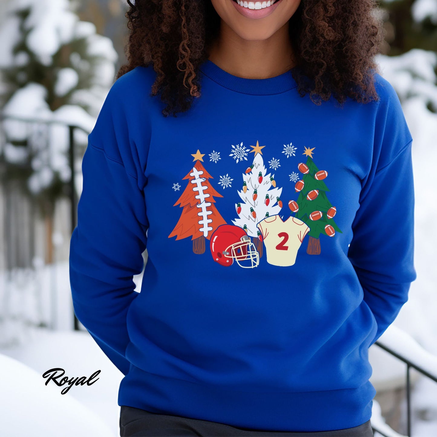 Football Christmas Tree Sweatshirt - Holiday Gift for Football Lovers