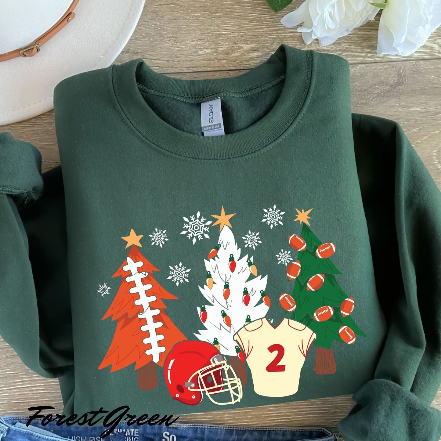 Football Christmas Tree Sweatshirt - Holiday Gift for Football Lovers