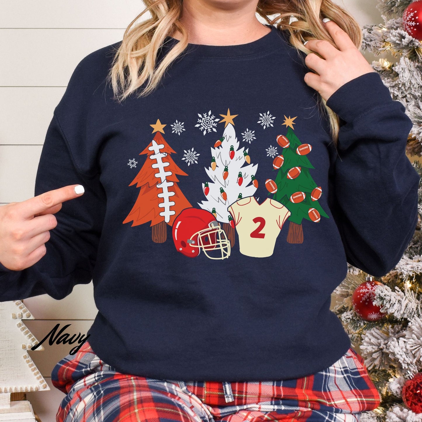 Football Christmas Tree Sweatshirt - Holiday Gift for Football Lovers