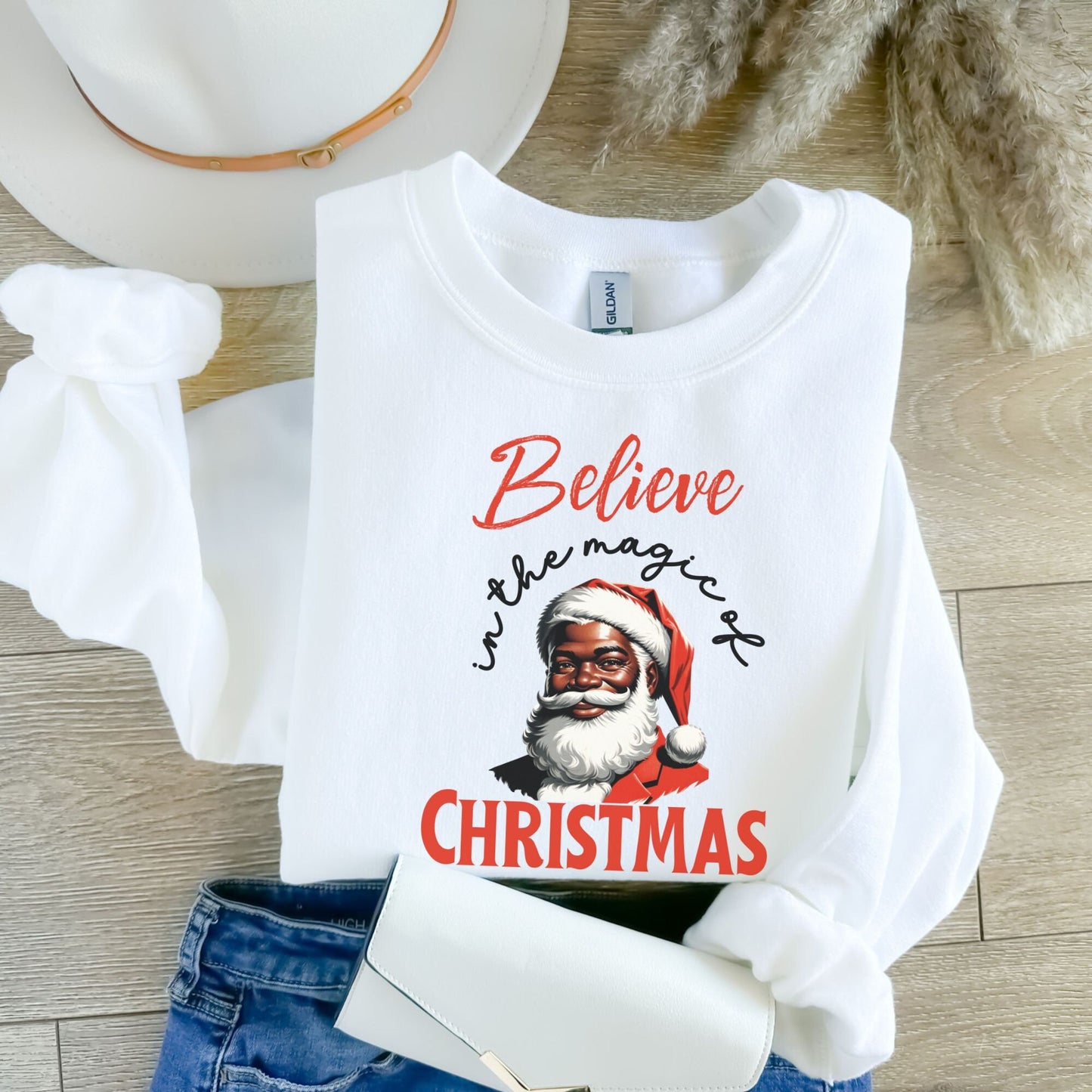 Retro Merry Christmas Black Santa Head Sweatshirt