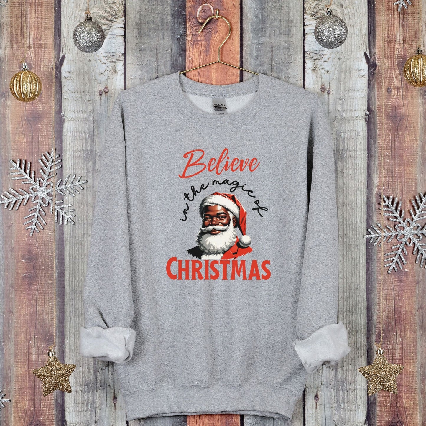 Retro Merry Christmas Black Santa Head Sweatshirt