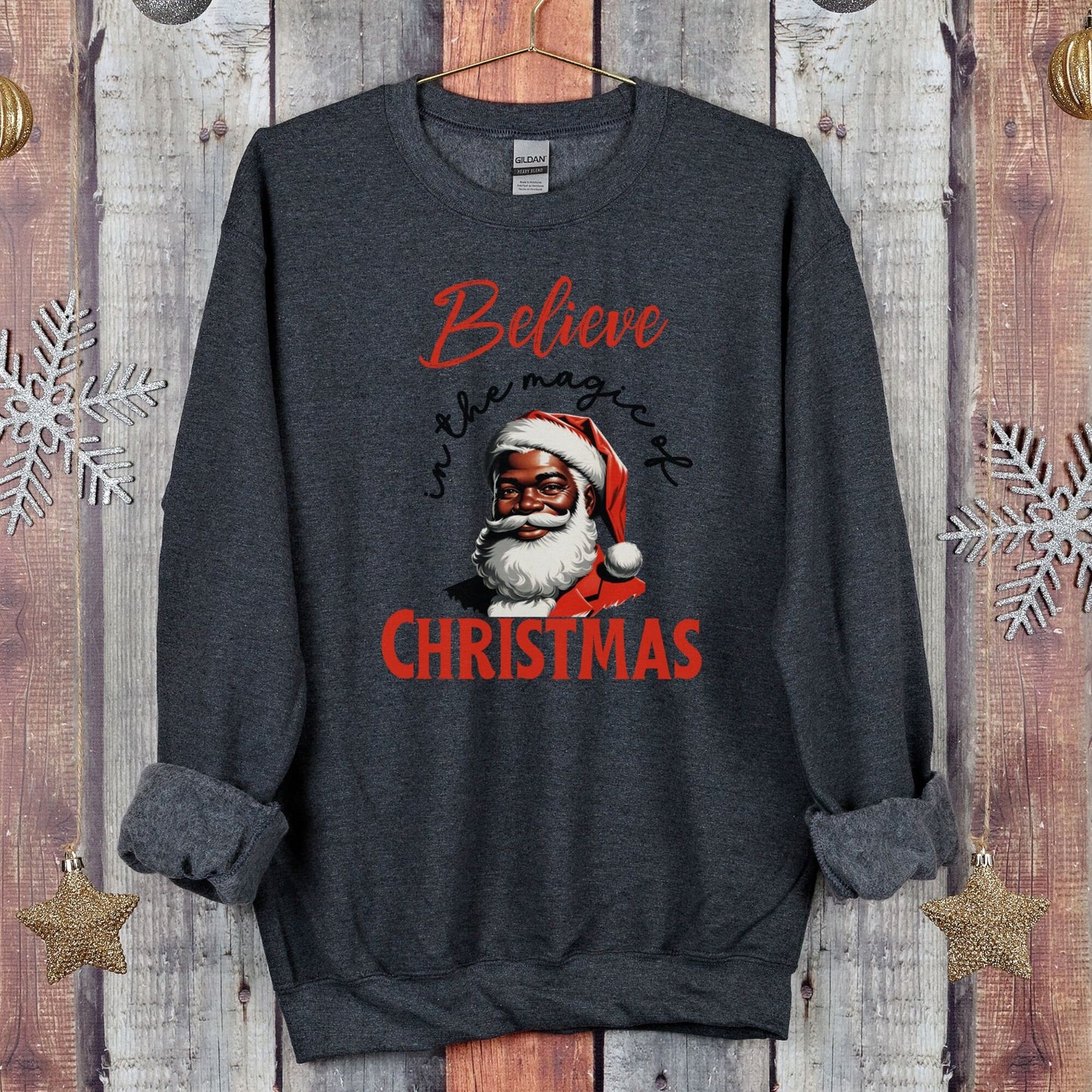 Retro Merry Christmas Black Santa Head Sweatshirt