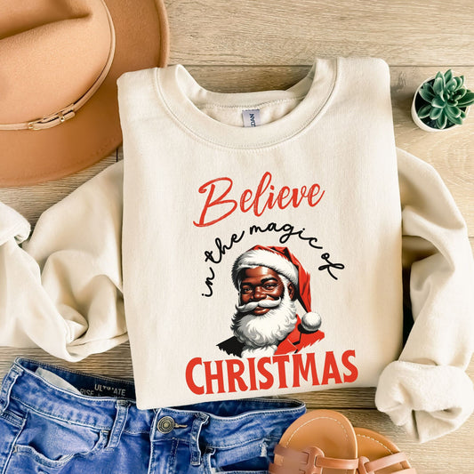 Retro Merry Christmas Black Santa Head Sweatshirt