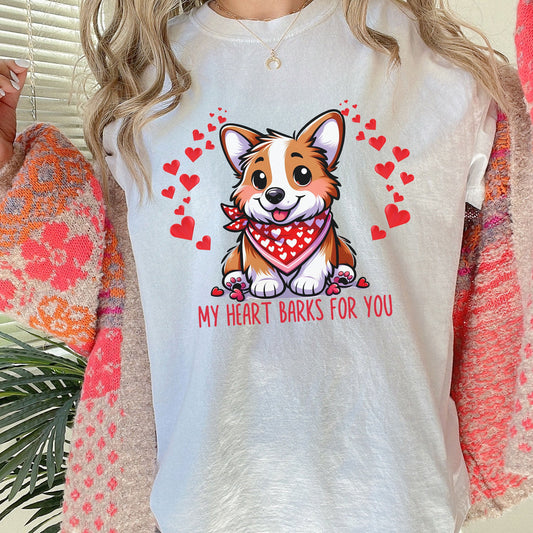 Cute Corgi Lovers Comfort Colors Valentine Shirt