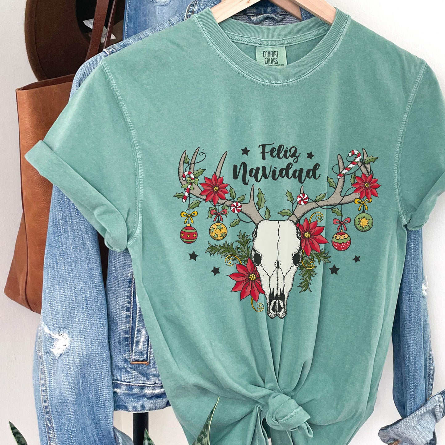 Christmas Western Shirt, Bull Skull Shirt