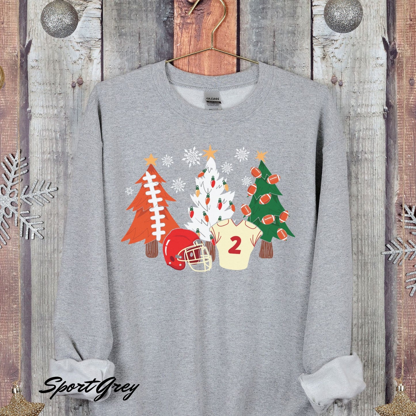 Football Christmas Tree Sweatshirt - Holiday Gift for Football Lovers