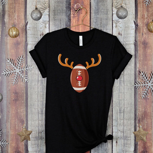 Christmas Football Reindeer Tee - Sport Gift