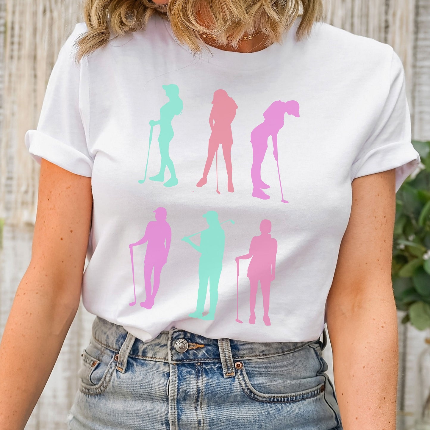 Cute Colorful Golf Mom Silhouette Shirt