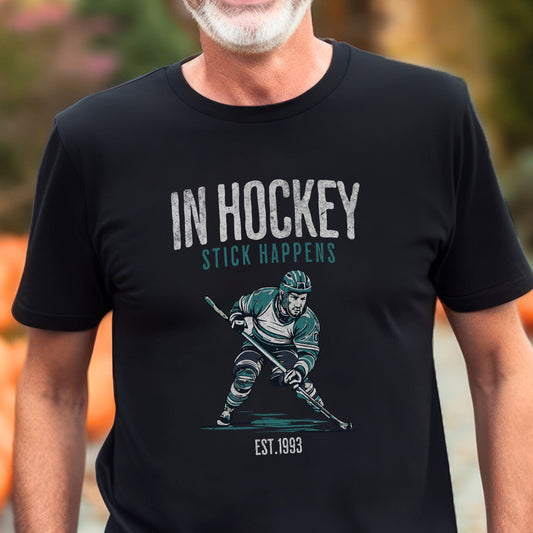 Hockey Fan Sports Tee - Funny Gift for Hockey Player - Game Day T-shirt with Sticks