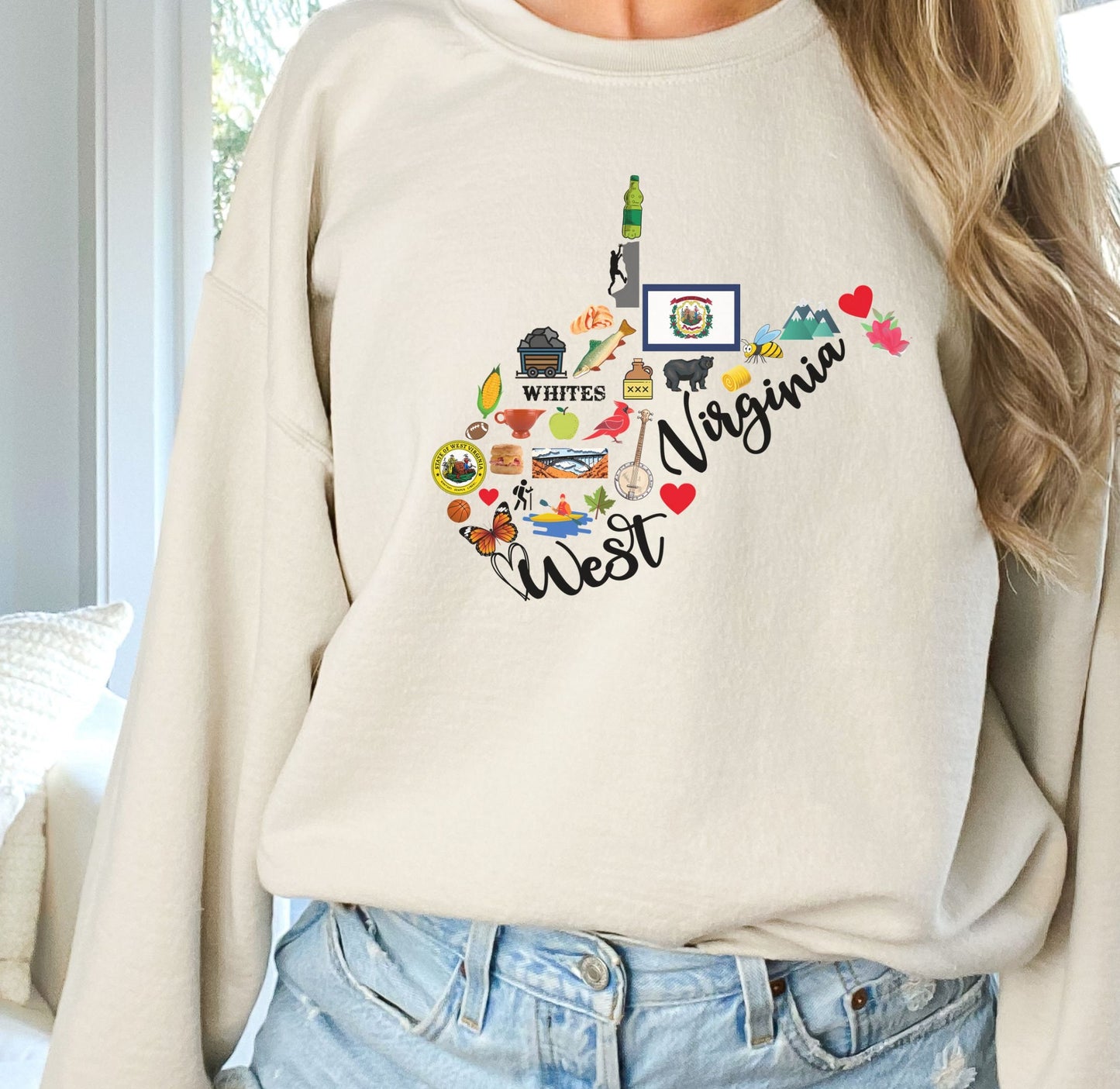 West Virginia State Map Sweatshirt