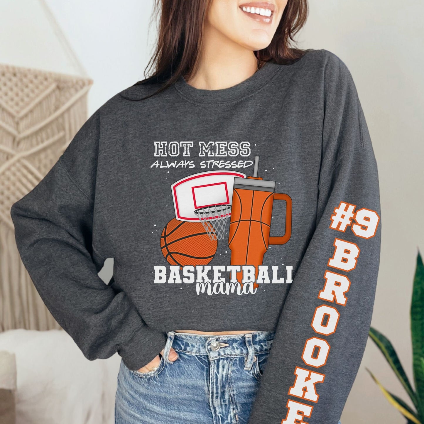 Custom Basketball Mama Hot Mess Always Stressed Sweatshirt