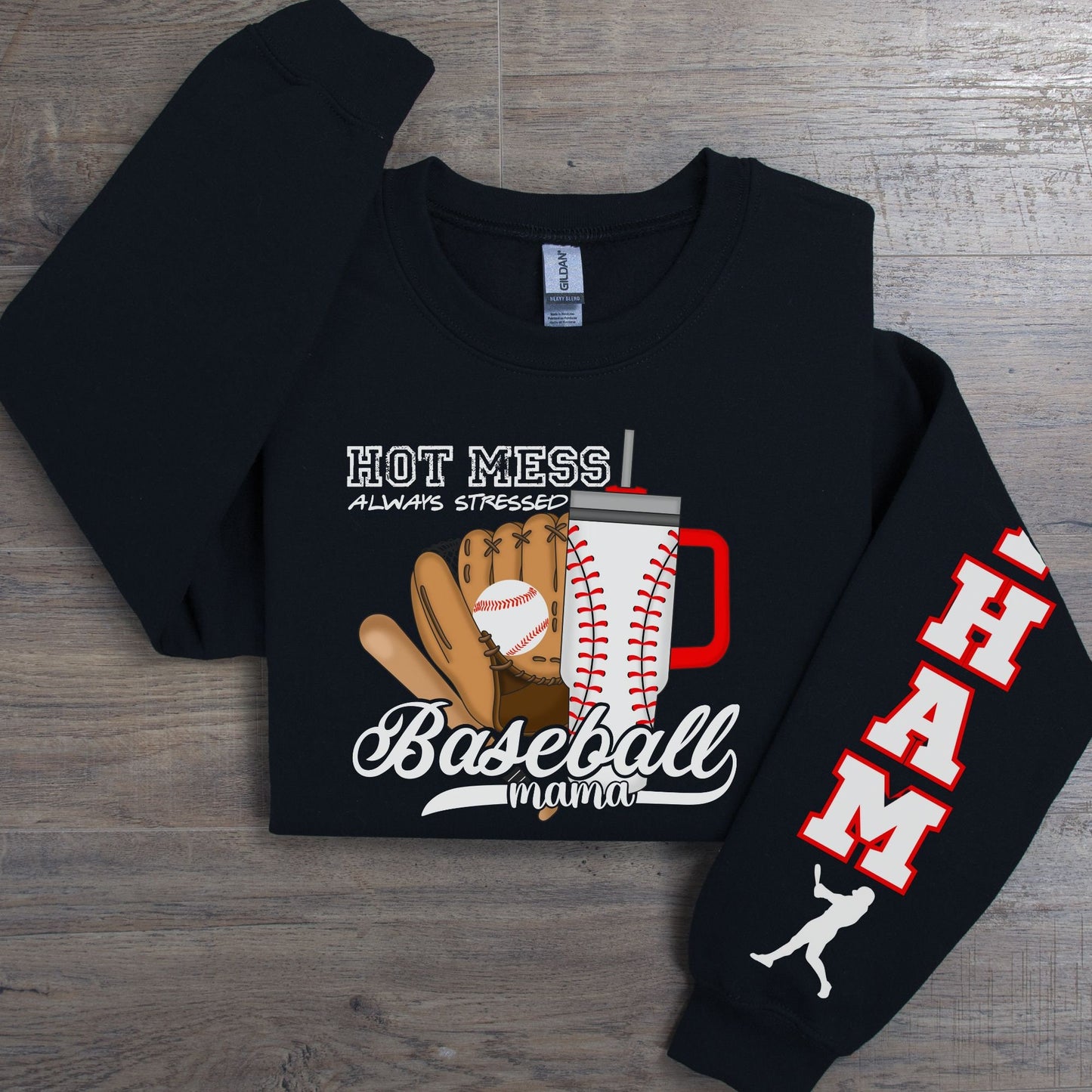 Custom Baseball Mama Hot Mess Always Stressed Sweatshirt