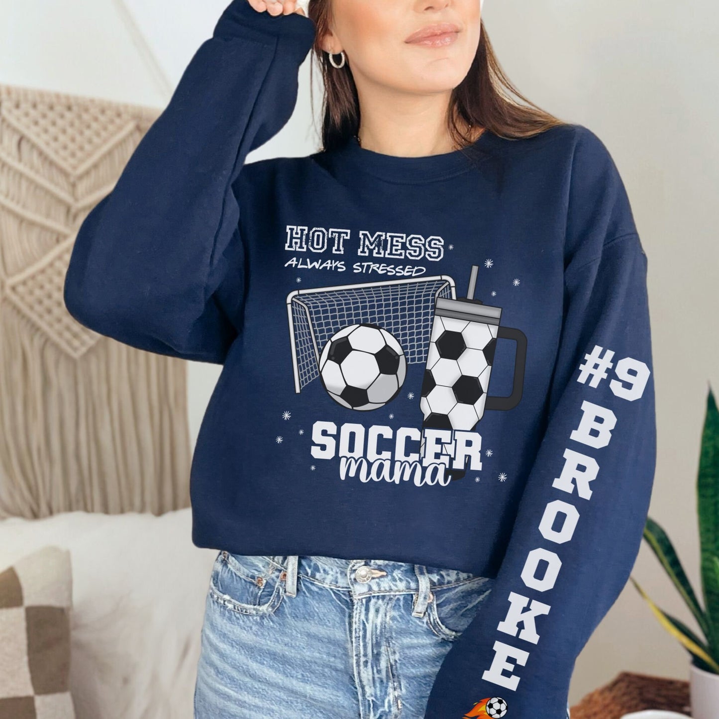 Custom Soccer Mama Hot Mess Always Stressed Sweatshirt